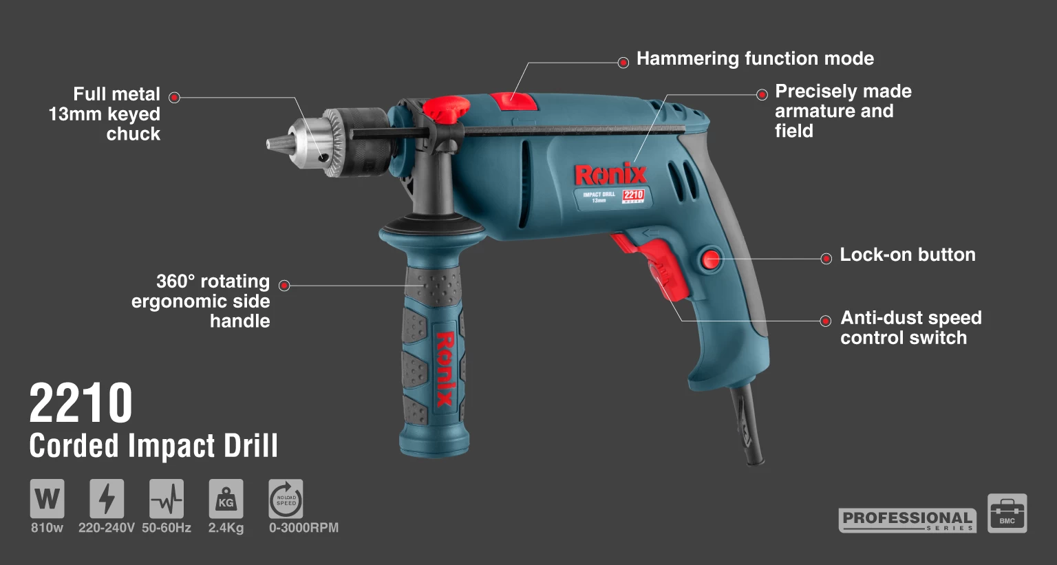 Electric Impact Drill-810W-13mm-Keyed_details