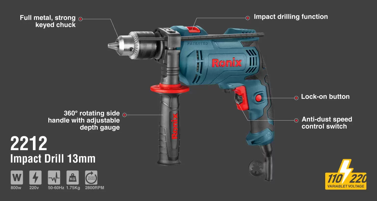 Electric Impact Drill-800W-13mm-Keyed_details