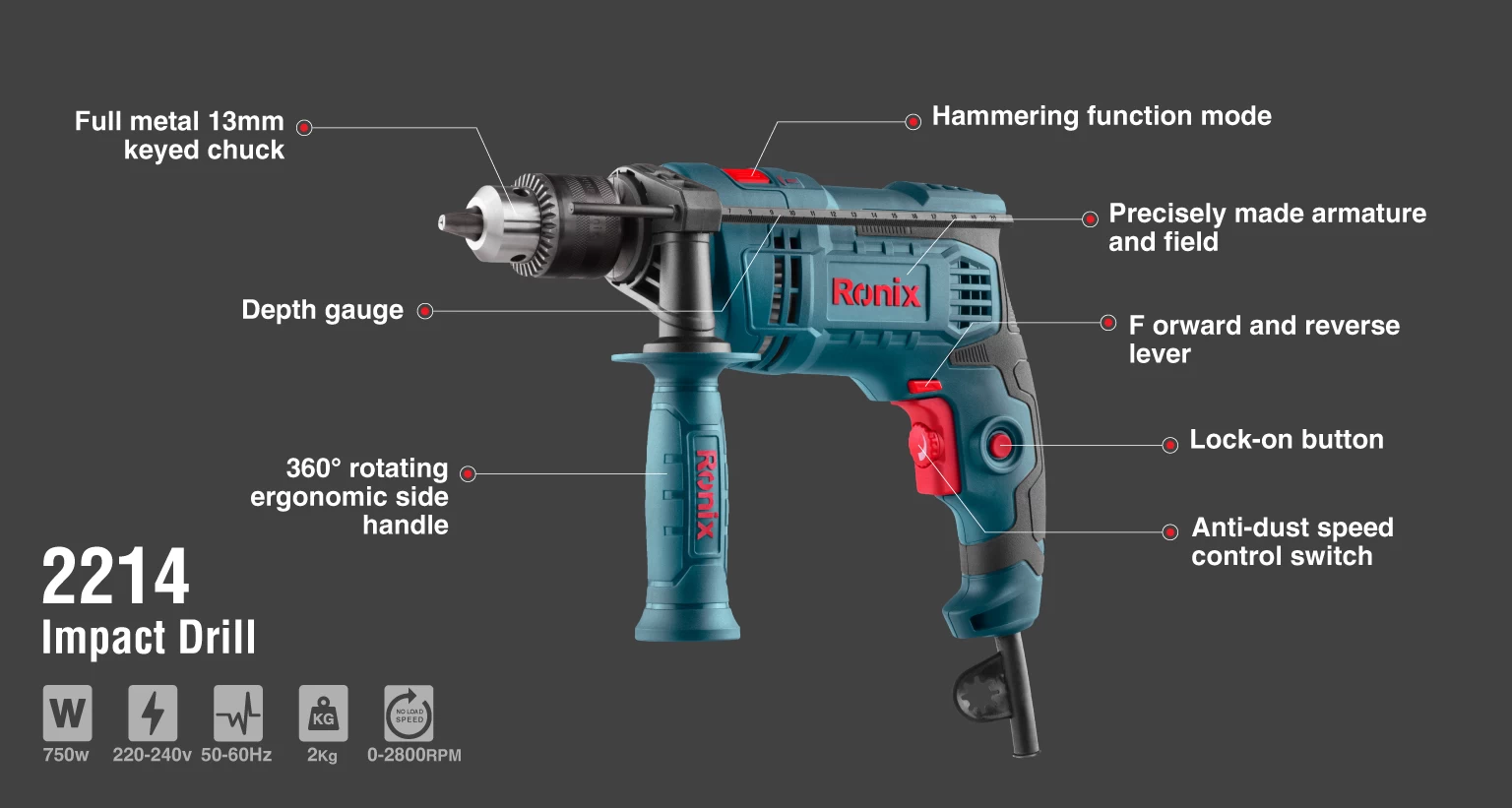 Electric Impact Drill-750W-13mm-Keyed _details