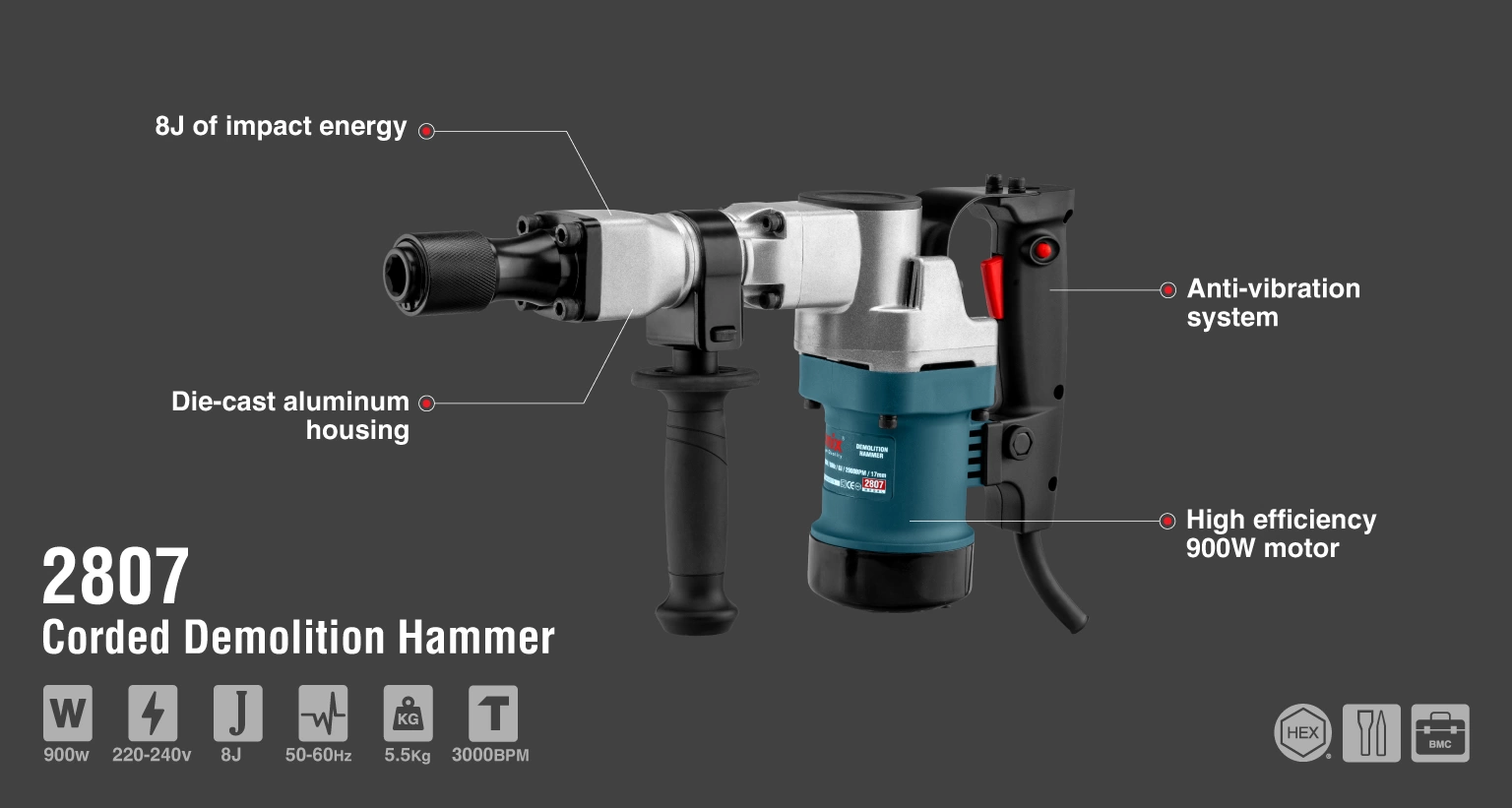 Demolition Hammer 950W -5.5Kg_details