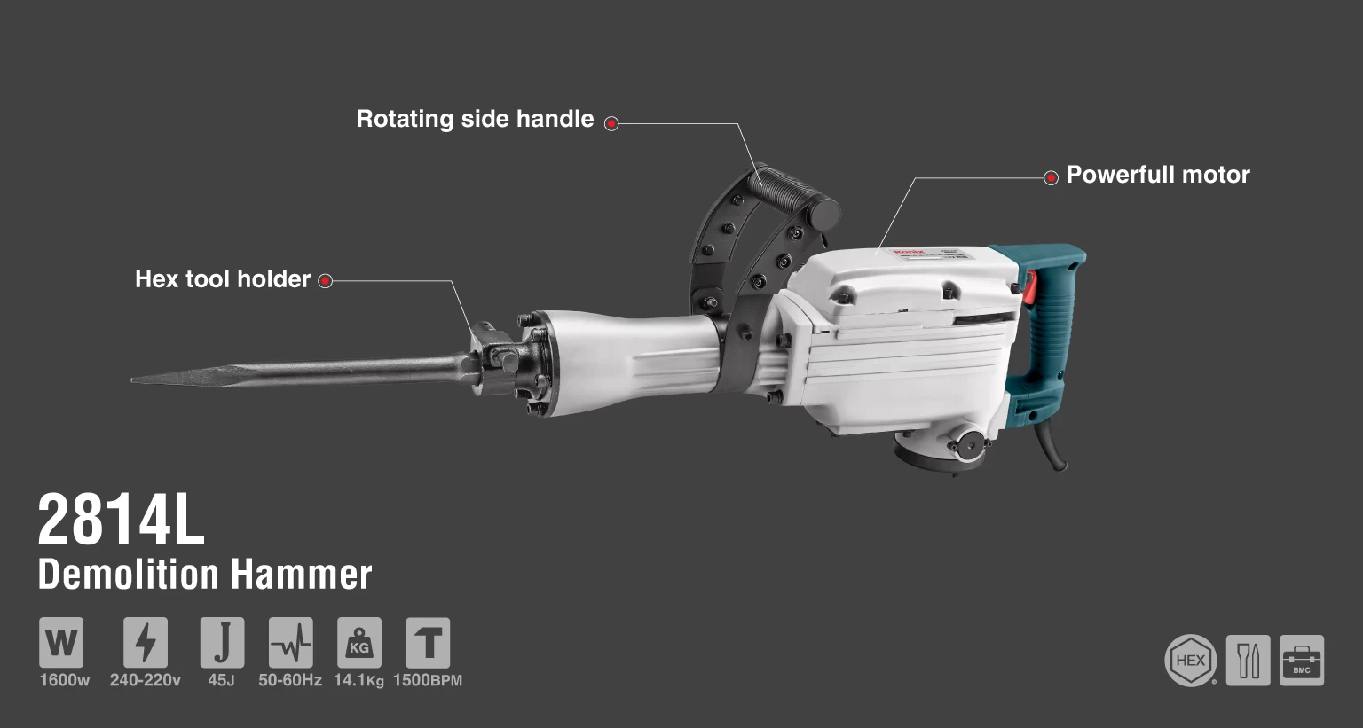 Demolition Hammer 1600W-14Kg_details