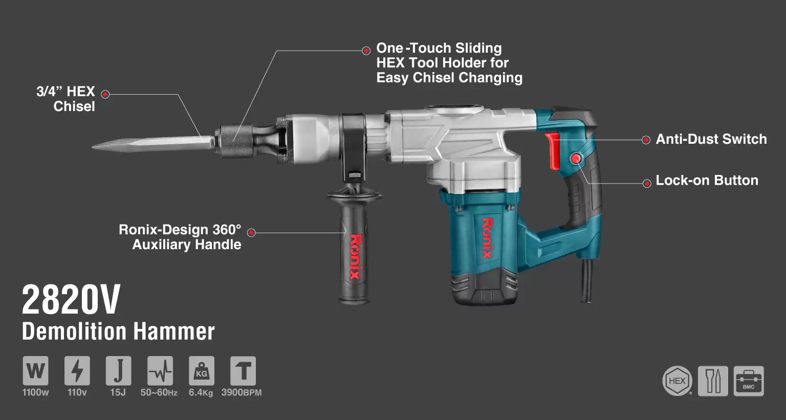 Demolition Hammer 1100W-6Kg-110V_details
