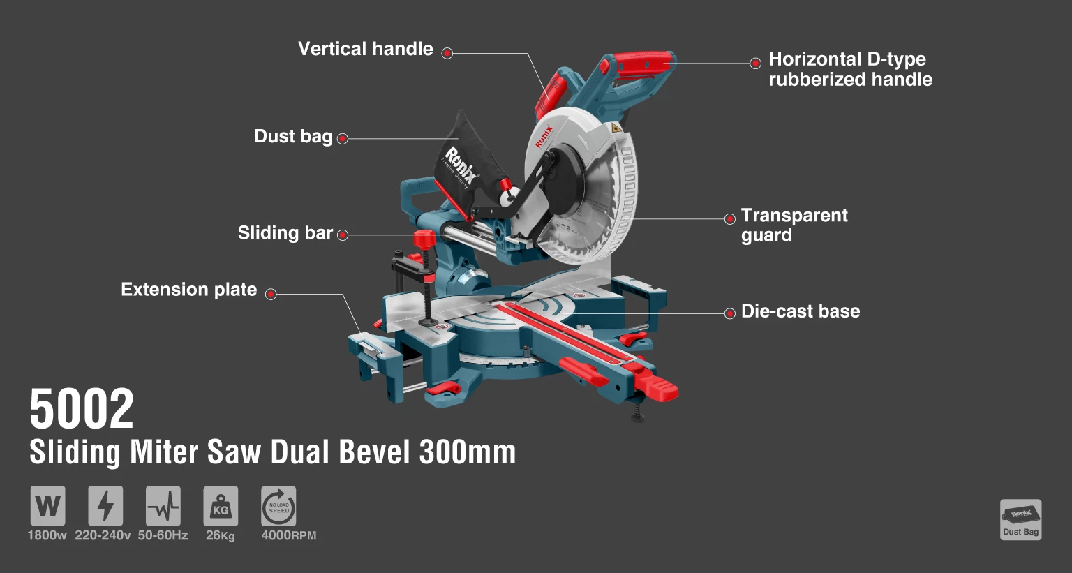 Dual Bevel Sliding Miter Saw 1500W-300mm_details