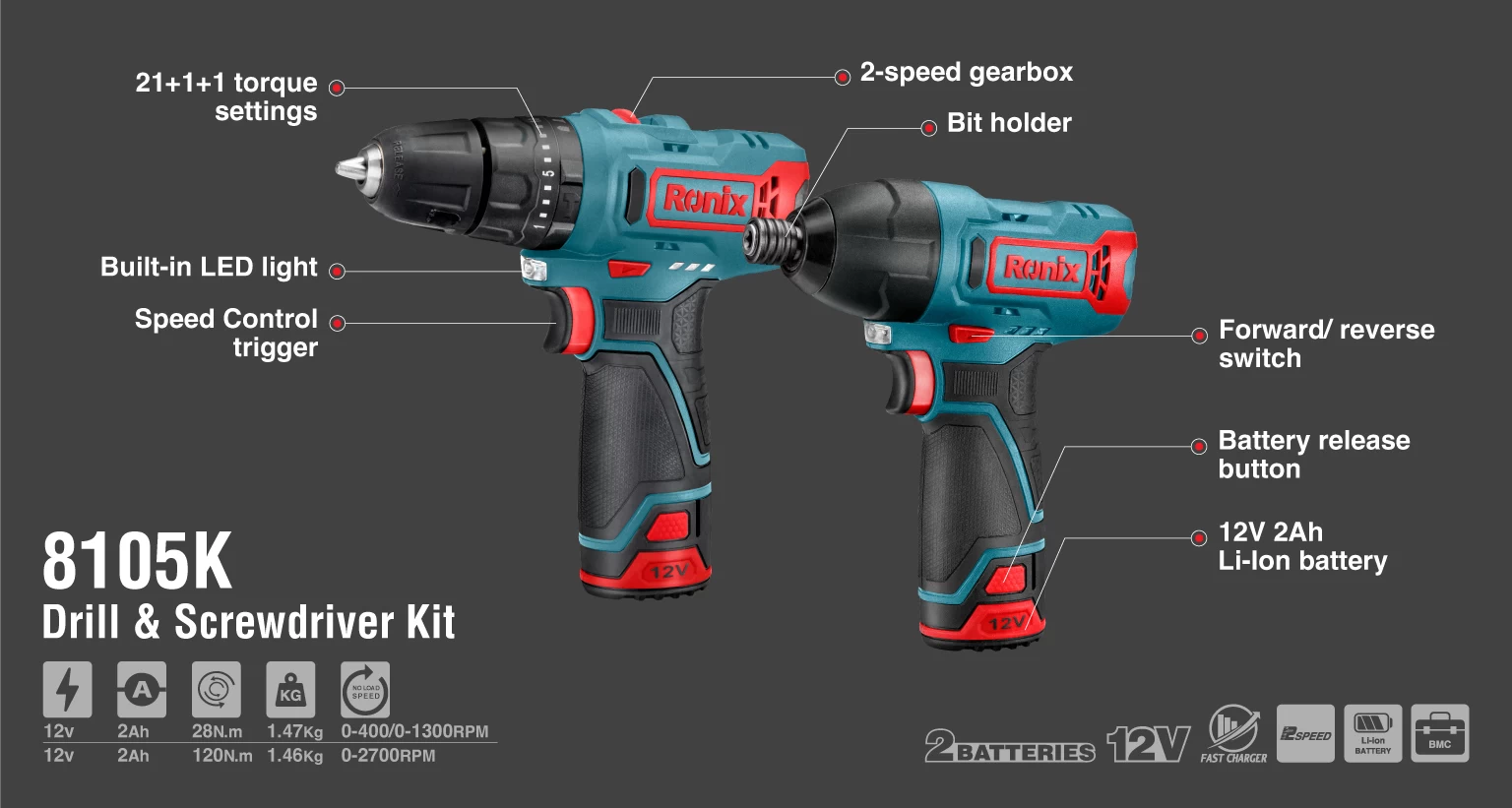 12V Cordless Drill and Screwdriver Kit_details