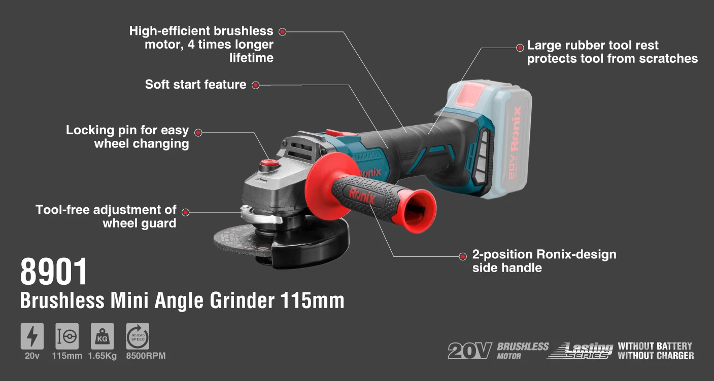 20v Brushless mini angle grinder 115mm_details