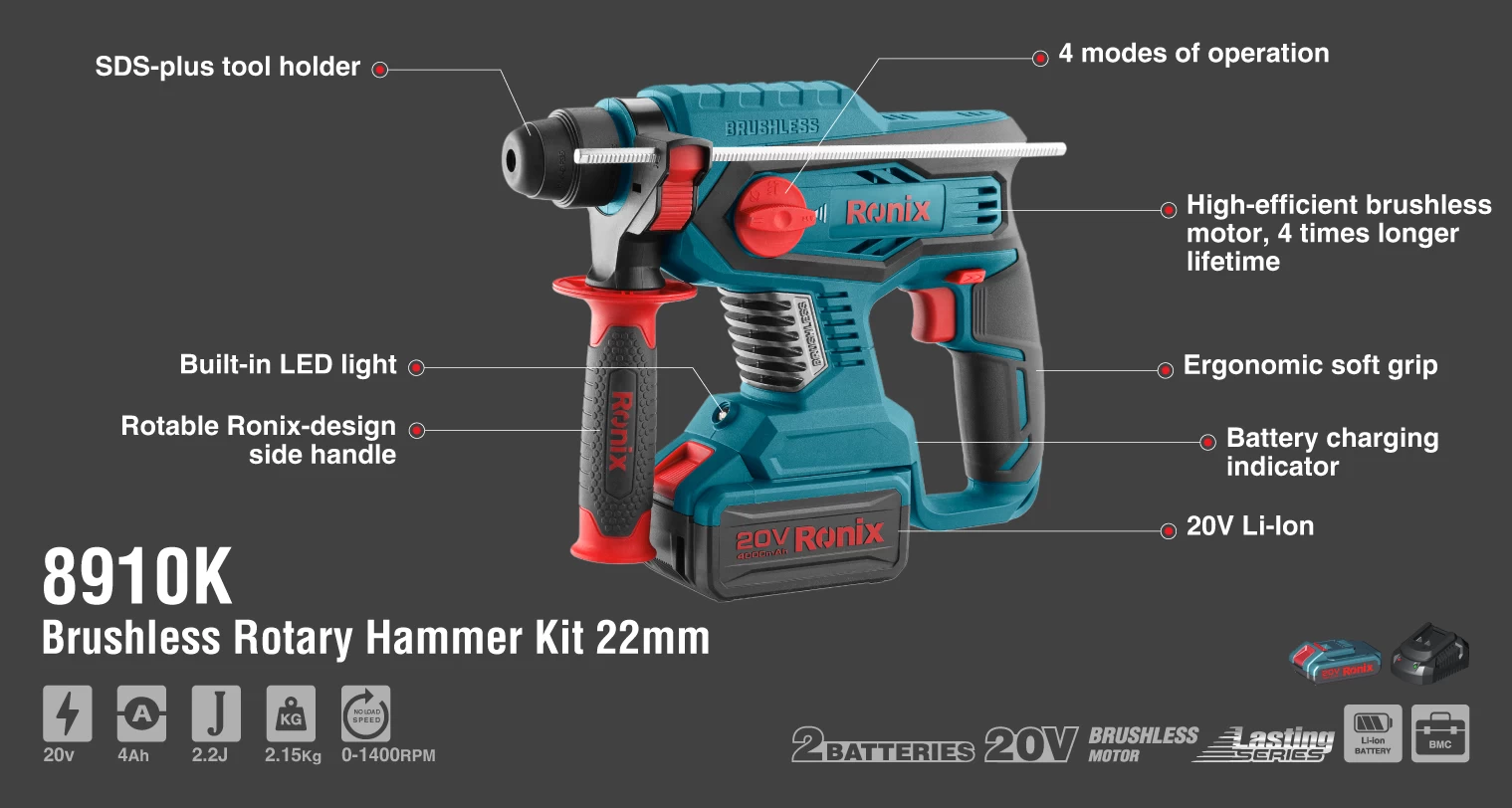 20V Brushless Rotary Hammer kit 2.2J_details