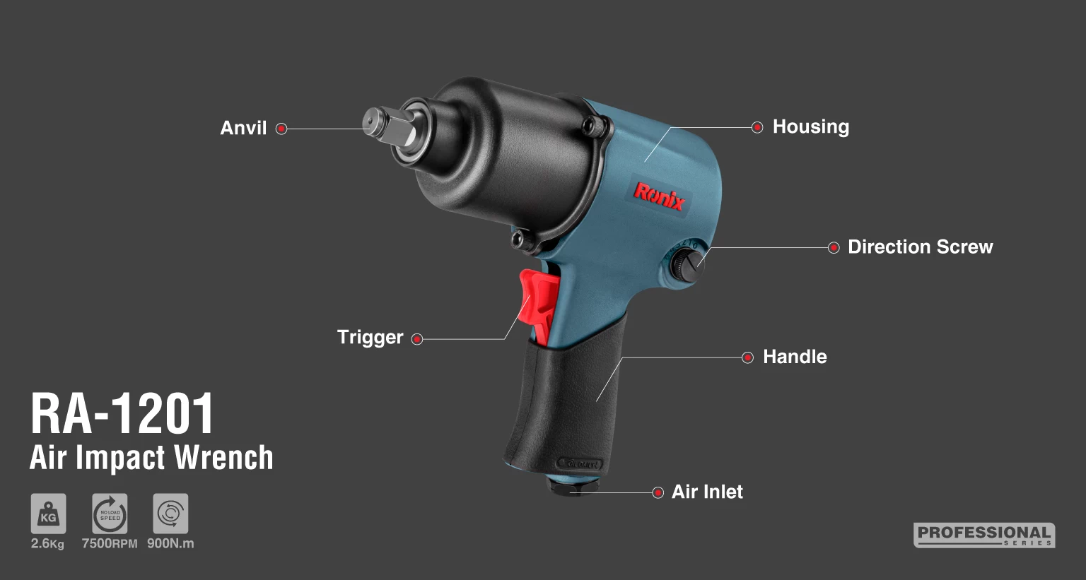 Air impact wrench 1/2 inch-900 N.m_details