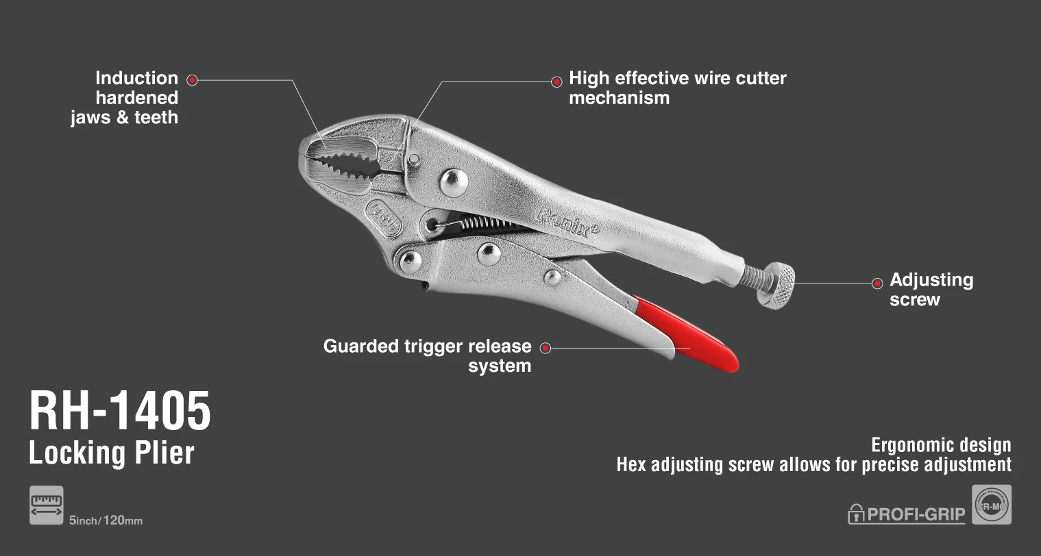 Ayarlı pense - 120mm - Ergonomik tasarımlı - Cr-Mo_details