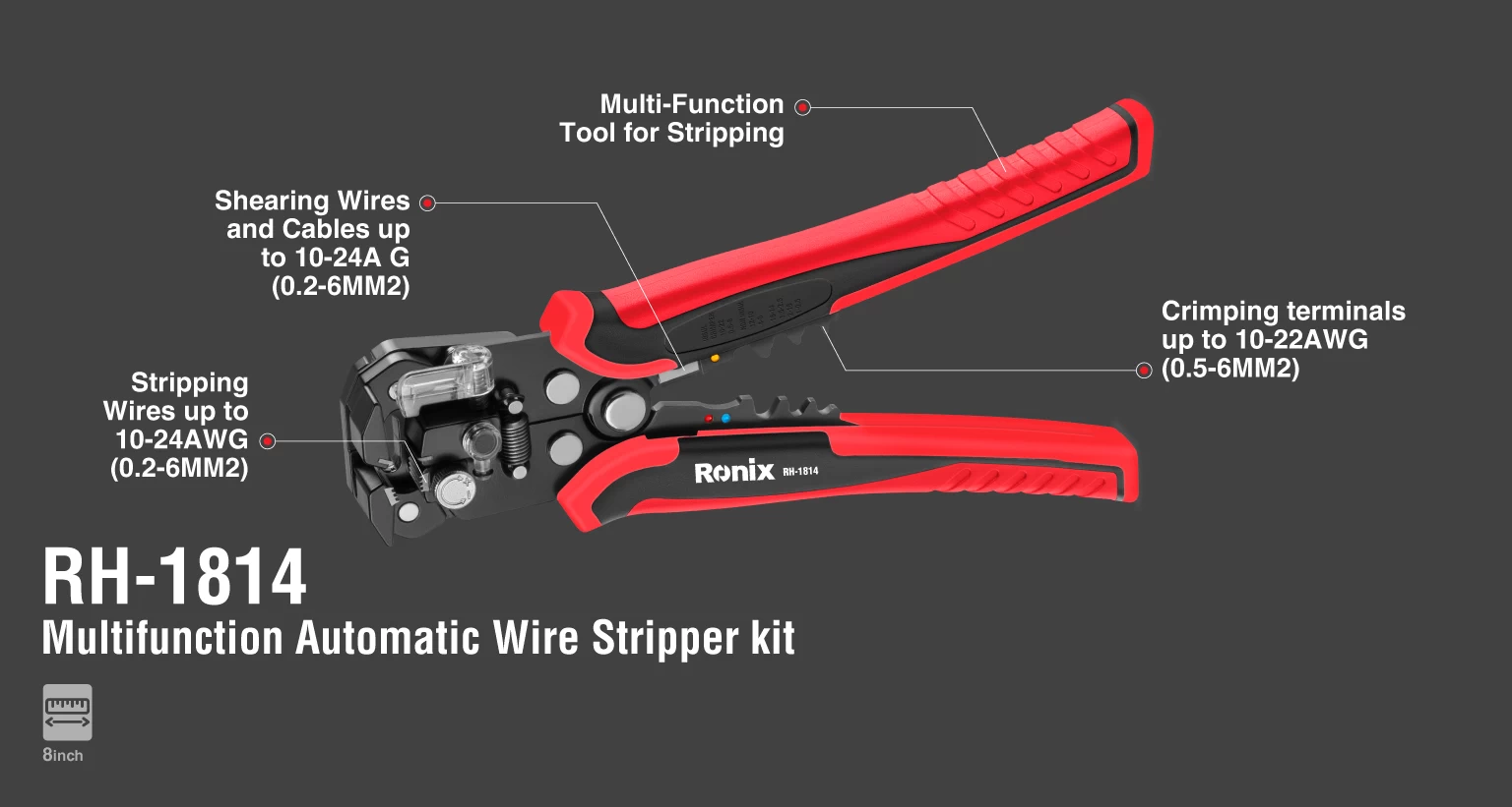 multifunction Automatic wire stripper kit 8inch_details