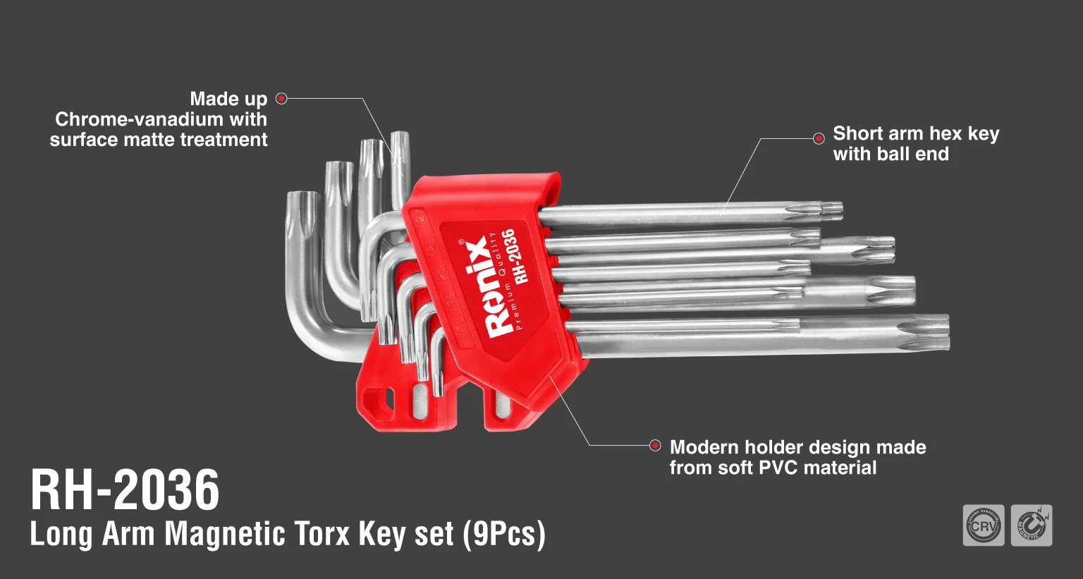 Long Arm Magnetic Torx Key set (9Pcs)_details
