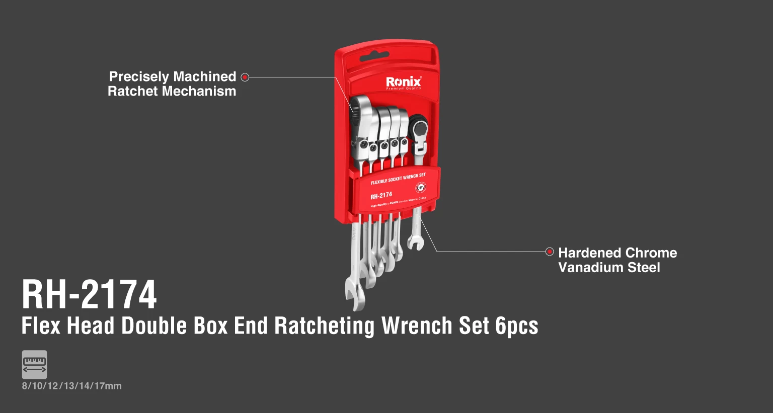 flex head double box end ratcheting wrench set 6pcs_details