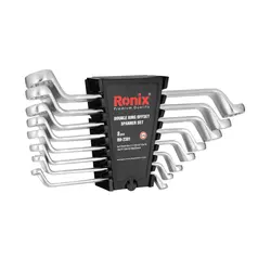 Double Ring offset Spanner set (8pcs) with plastic Rack