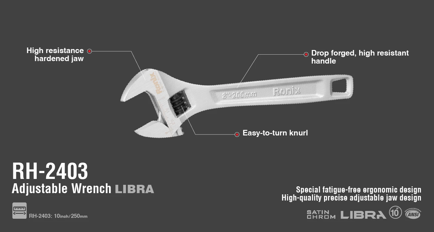 Libra Kurbağacık anahtar - 10 inç / 250mm_details