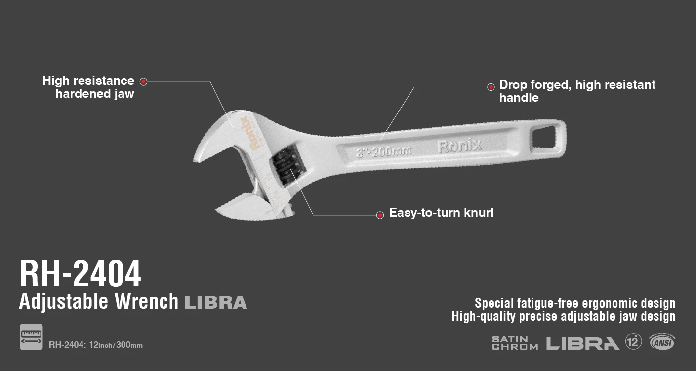 مفتاح ربط قابل للتعديل لیبرا (Libra)  12 بوصة_details