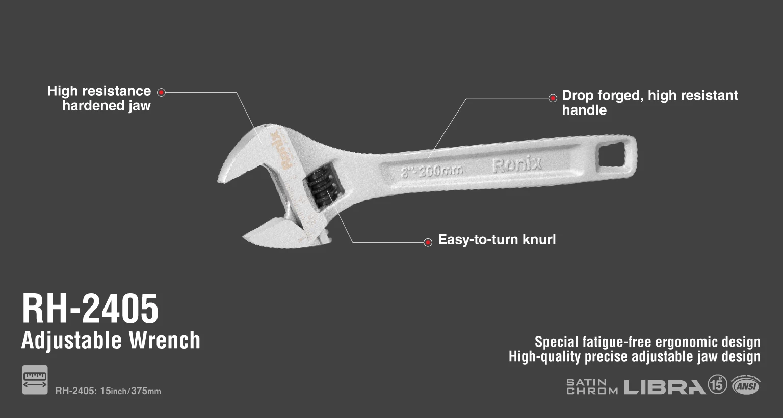 Adjustable Wrench 15 inch-Libra Series_details