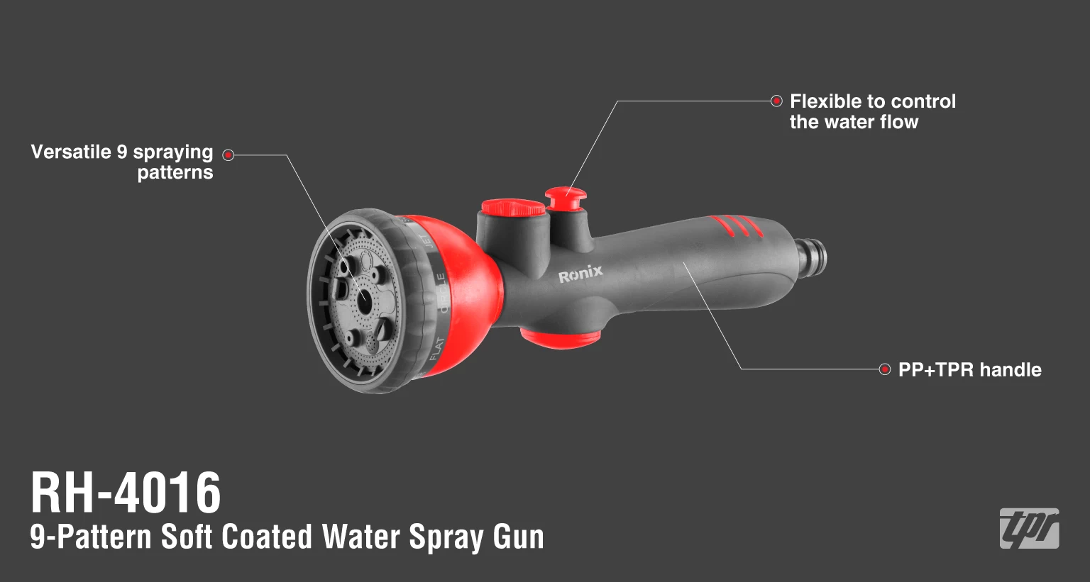 9Pattern plastic torch nozzle water spray gun_details