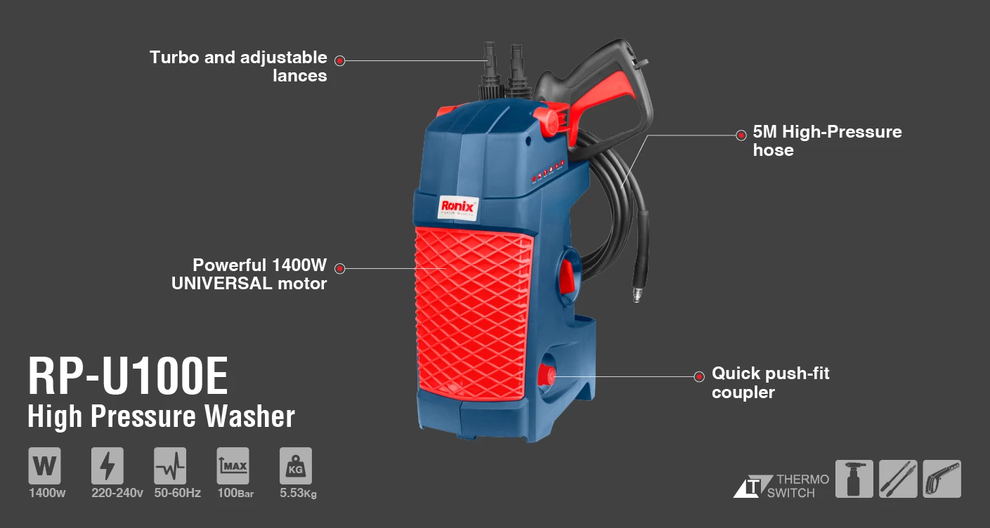 Universal High Pressure Washer 100 bar-1400W	-Eco model_details